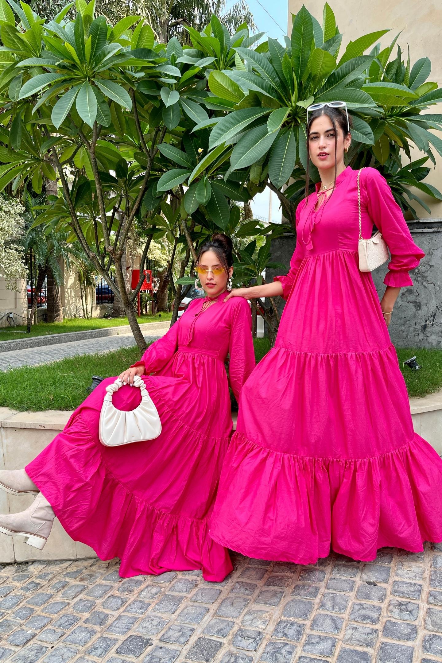 Magenta Frill Cotton Dress DIMPLE DESIGN STUDIO Magenta Frill Cotton Dress DIMPLE DESIGN STUDIO