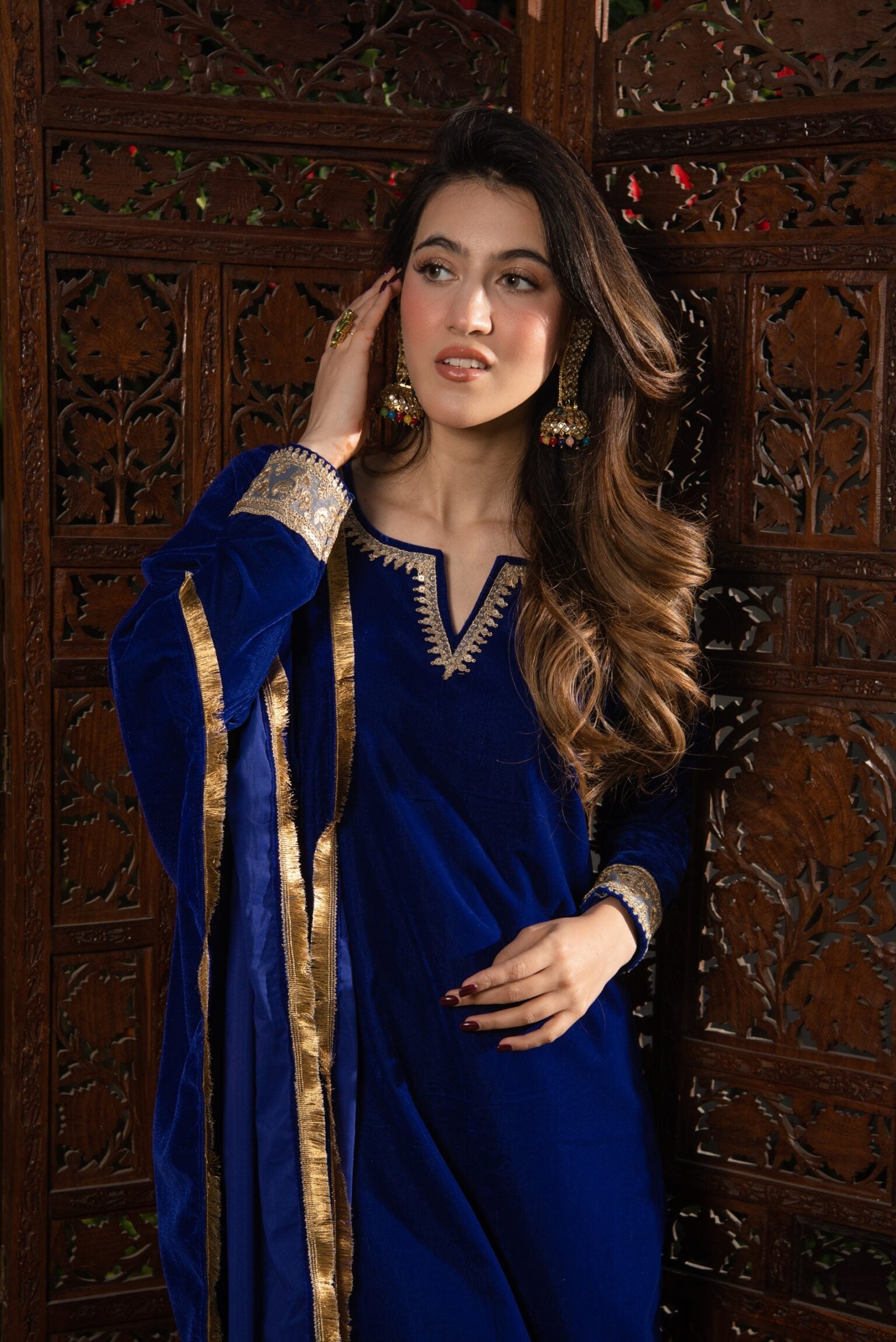 Royal Blue Gold Velvet Suit Set DIMPLE DESIGN STUDIO Royal Blue Gold Velvet Suit Set DIMPLE DESIGN STUDIO