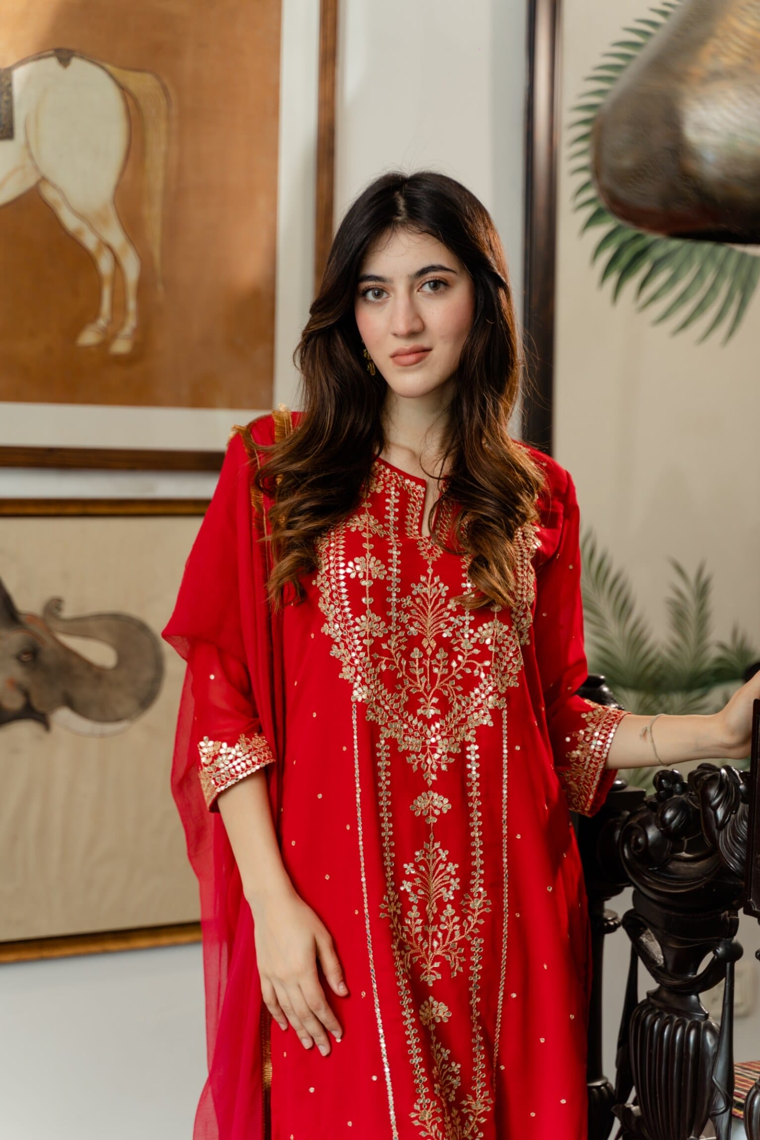 Women Georgette Aari Embroidered suits - Cream