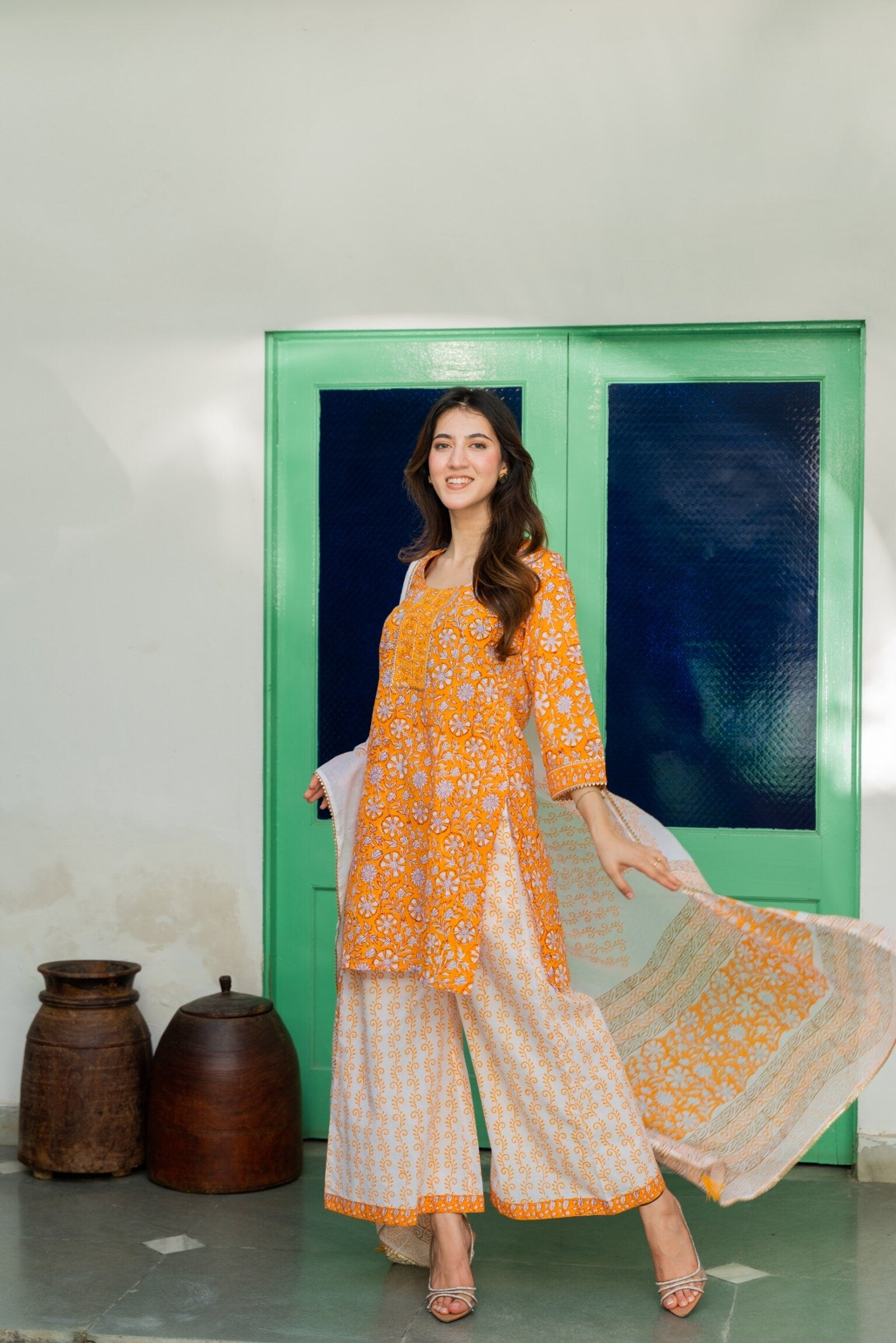 Dimple Design Studio Online Shopping 2026.Yellow Floral Short Kurta set - DIMPLE DESIGN STUDIO