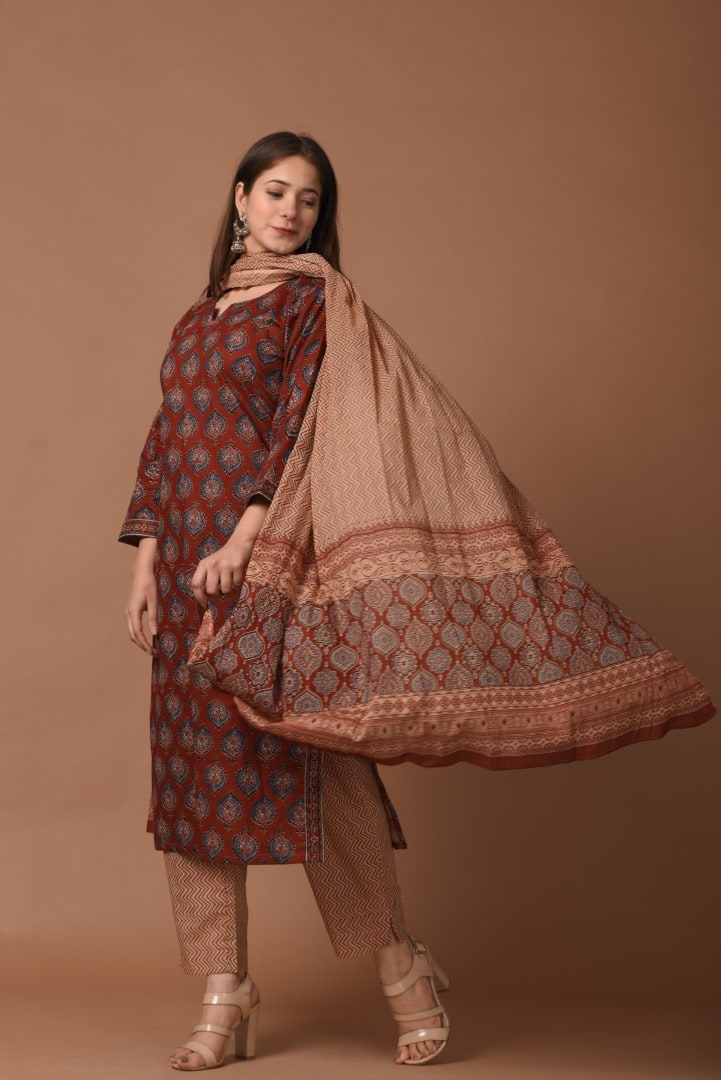 salwar kameez ajrak dress designs Ajrak Dresses Sindhi Ajrak Dress Designs by Gul Ahmed
