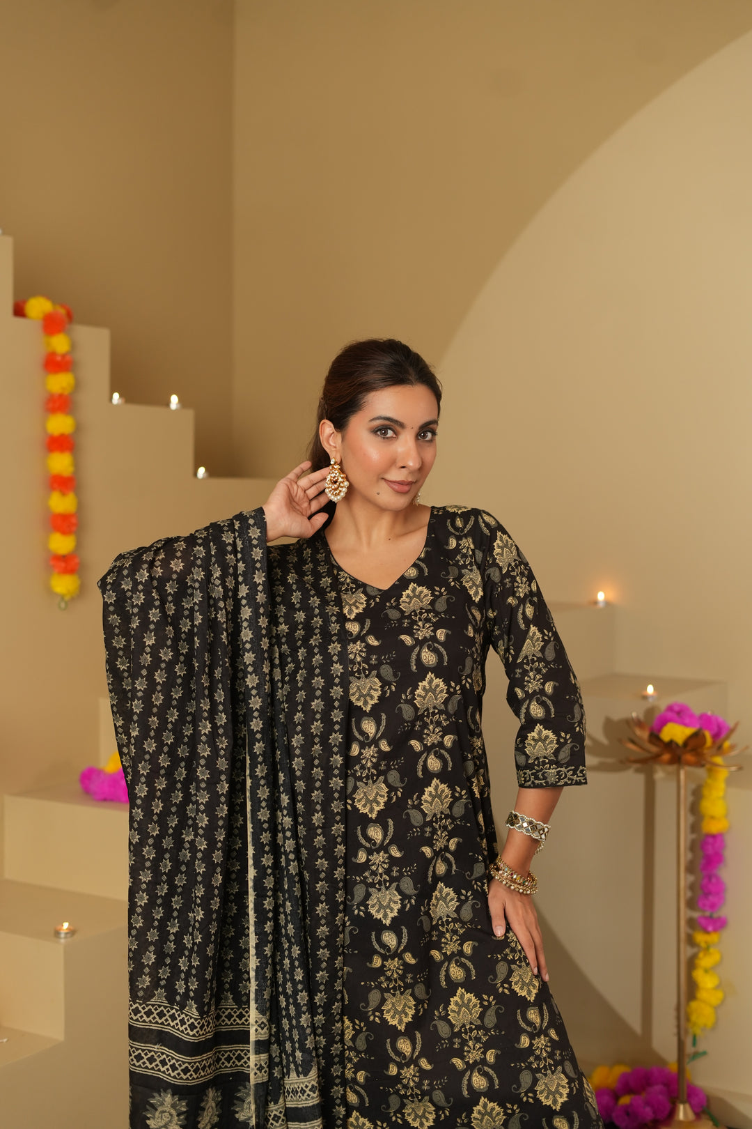 Tripti Black Cotton Suit Set