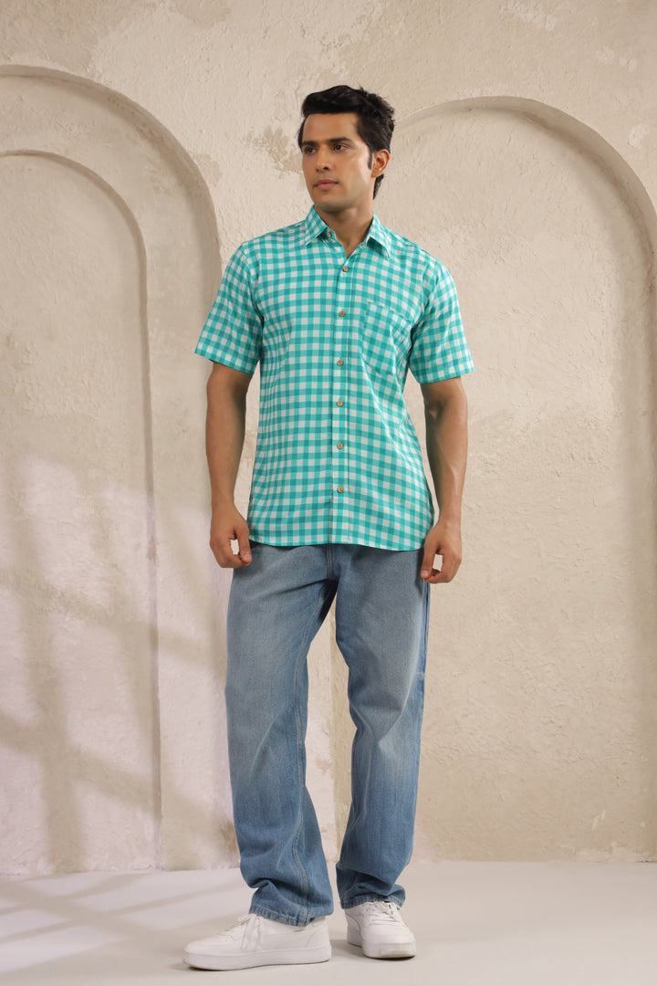 Blue Checks Regular Fit Shirt