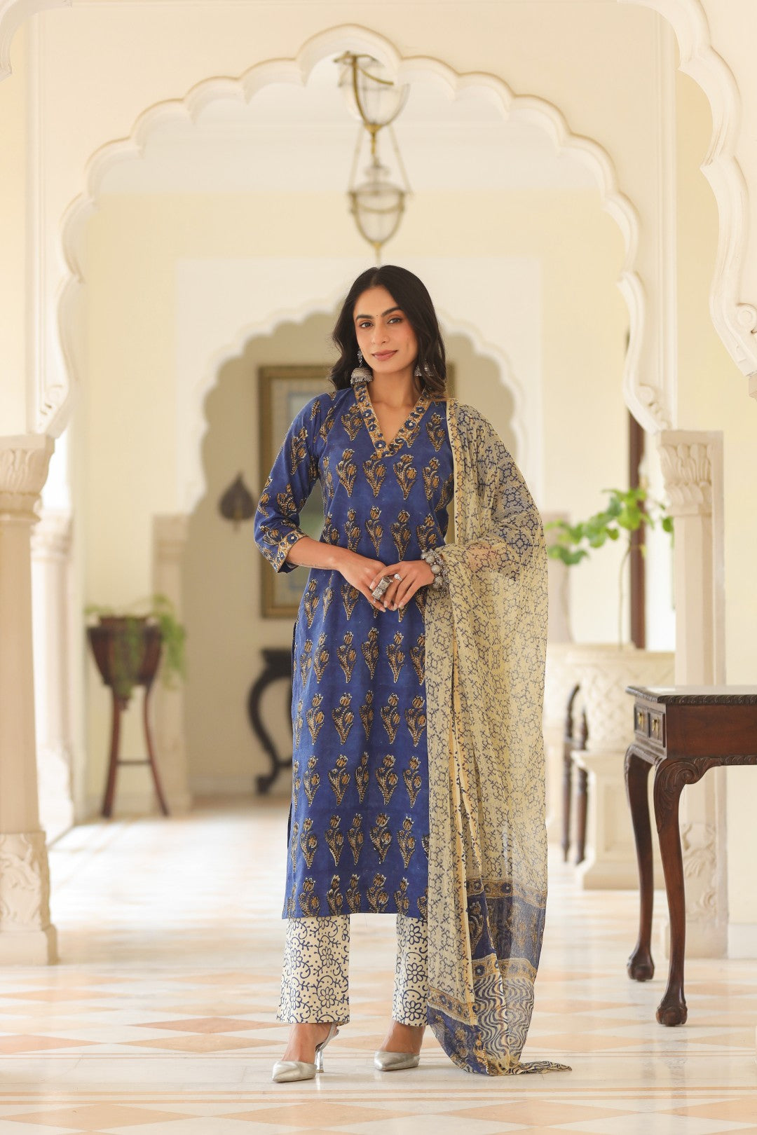 Himadri Blue Cotton Suit Set