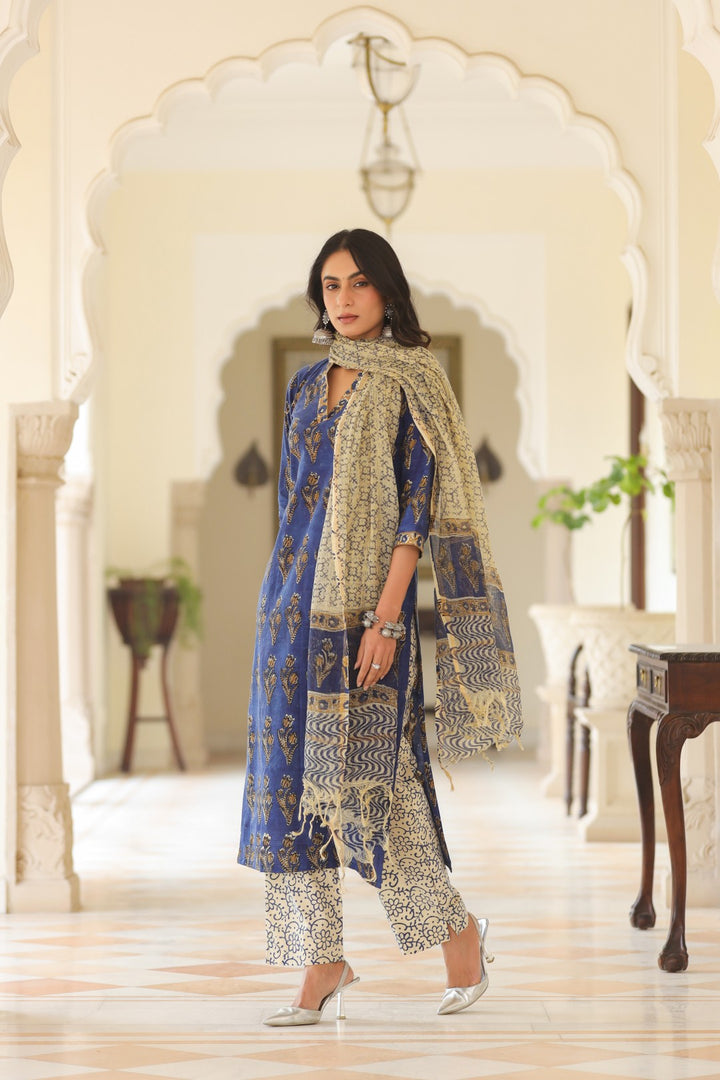 Himadri Blue Cotton Suit Set