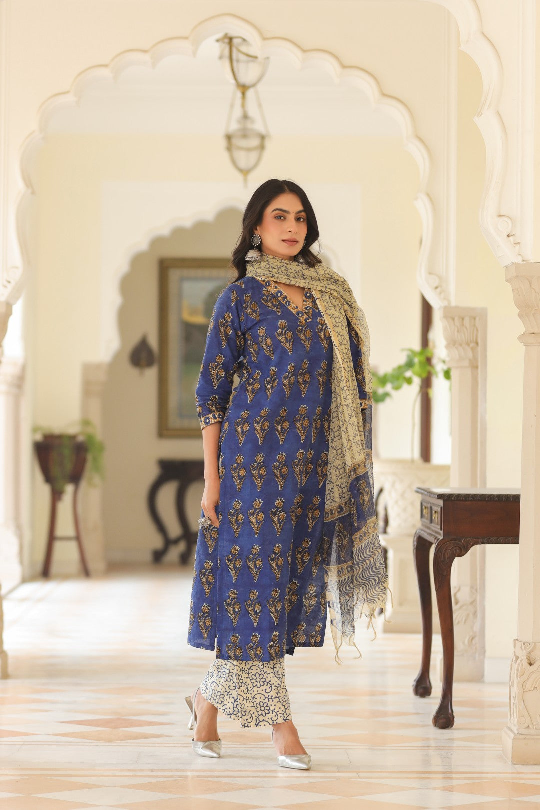 Himadri Blue Cotton Suit Set