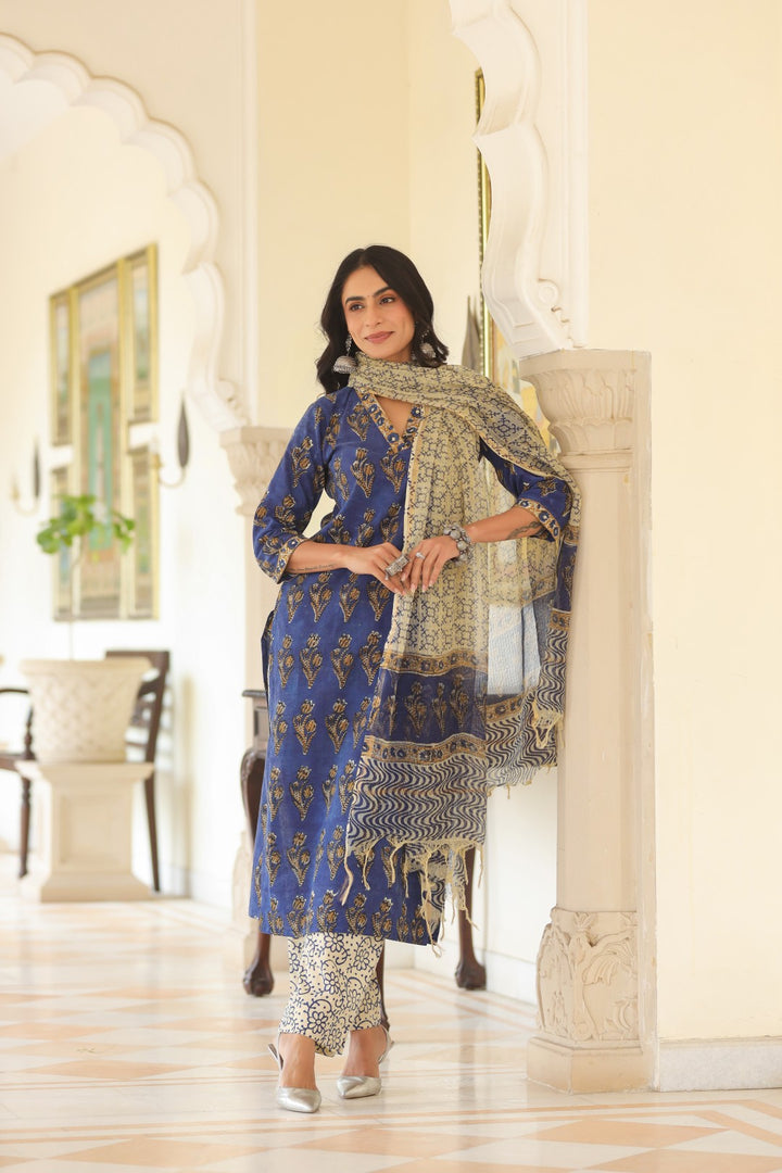 Himadri Blue Cotton Suit Set