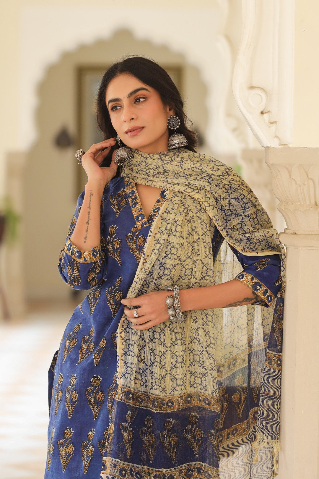 Himadri Blue Cotton Suit Set