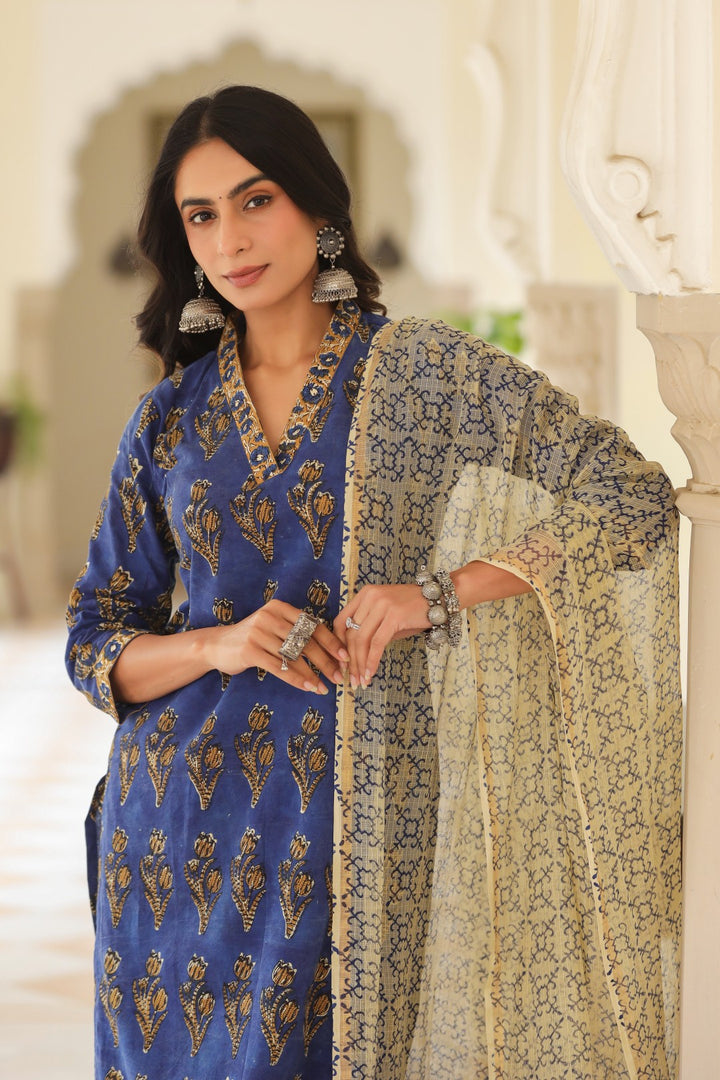 Himadri Blue Cotton Suit Set