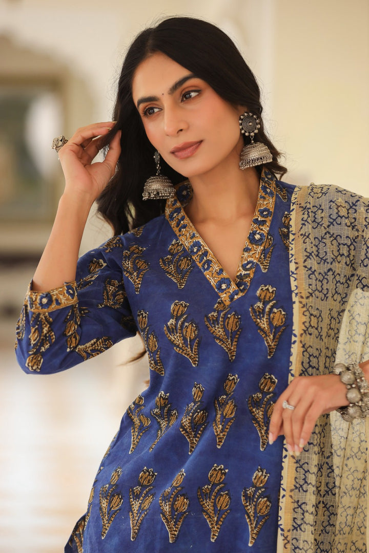 Himadri Blue Cotton Suit Set