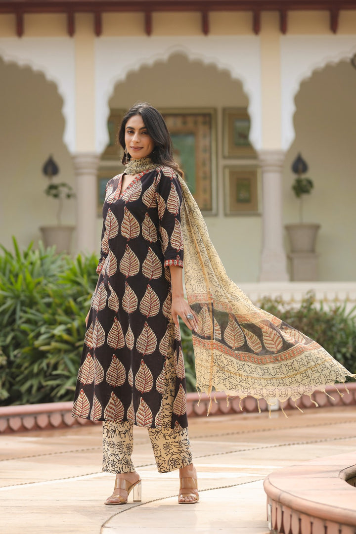 Dhriti Black Cotton Suit Set