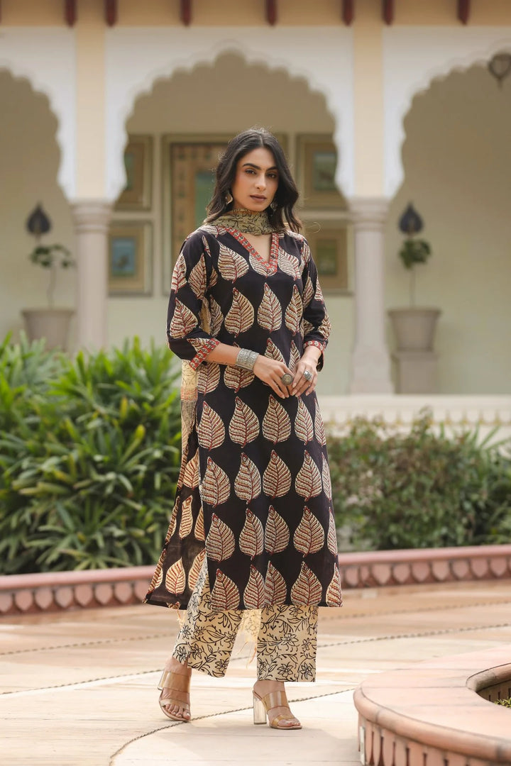 Unstitched - Dhirti Black Cotton Suit Set