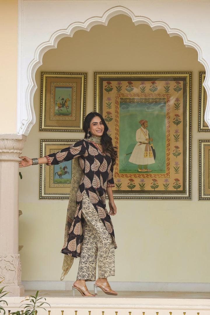 Dhriti Black Cotton Suit Set