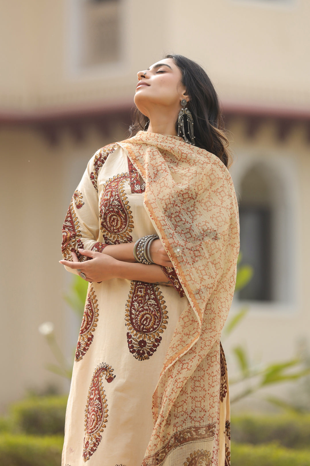 Chehak Beige Cotton Suit Set