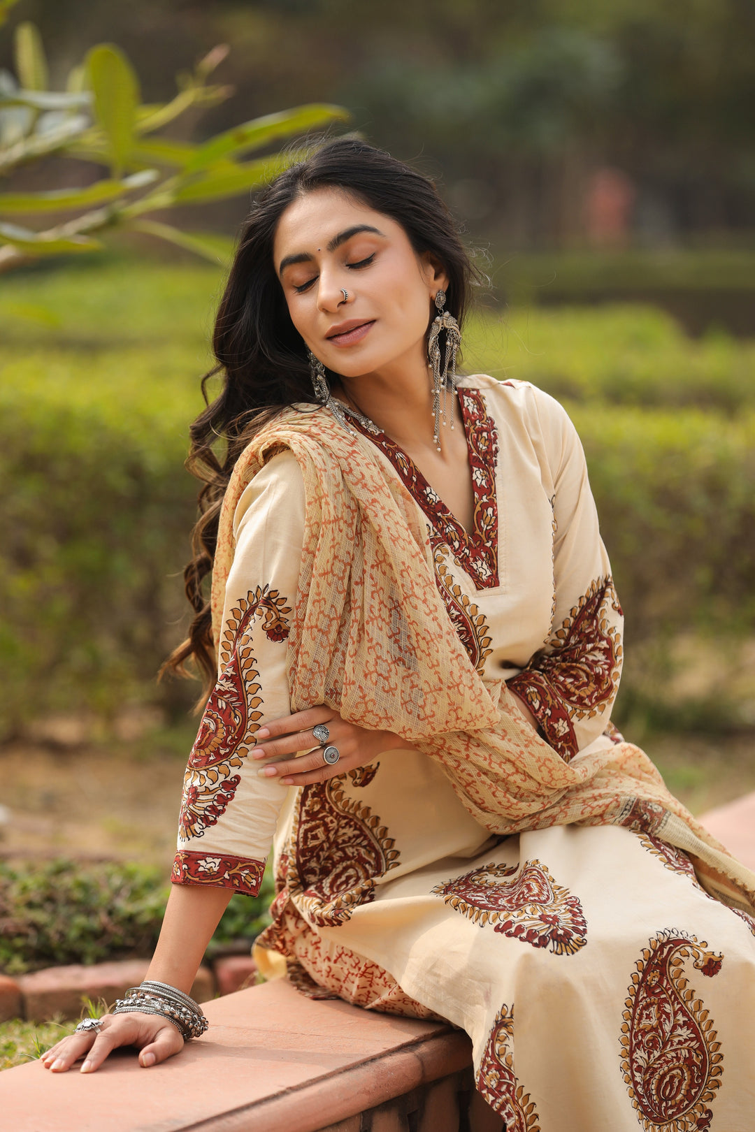 Chehak Beige Cotton Suit Set