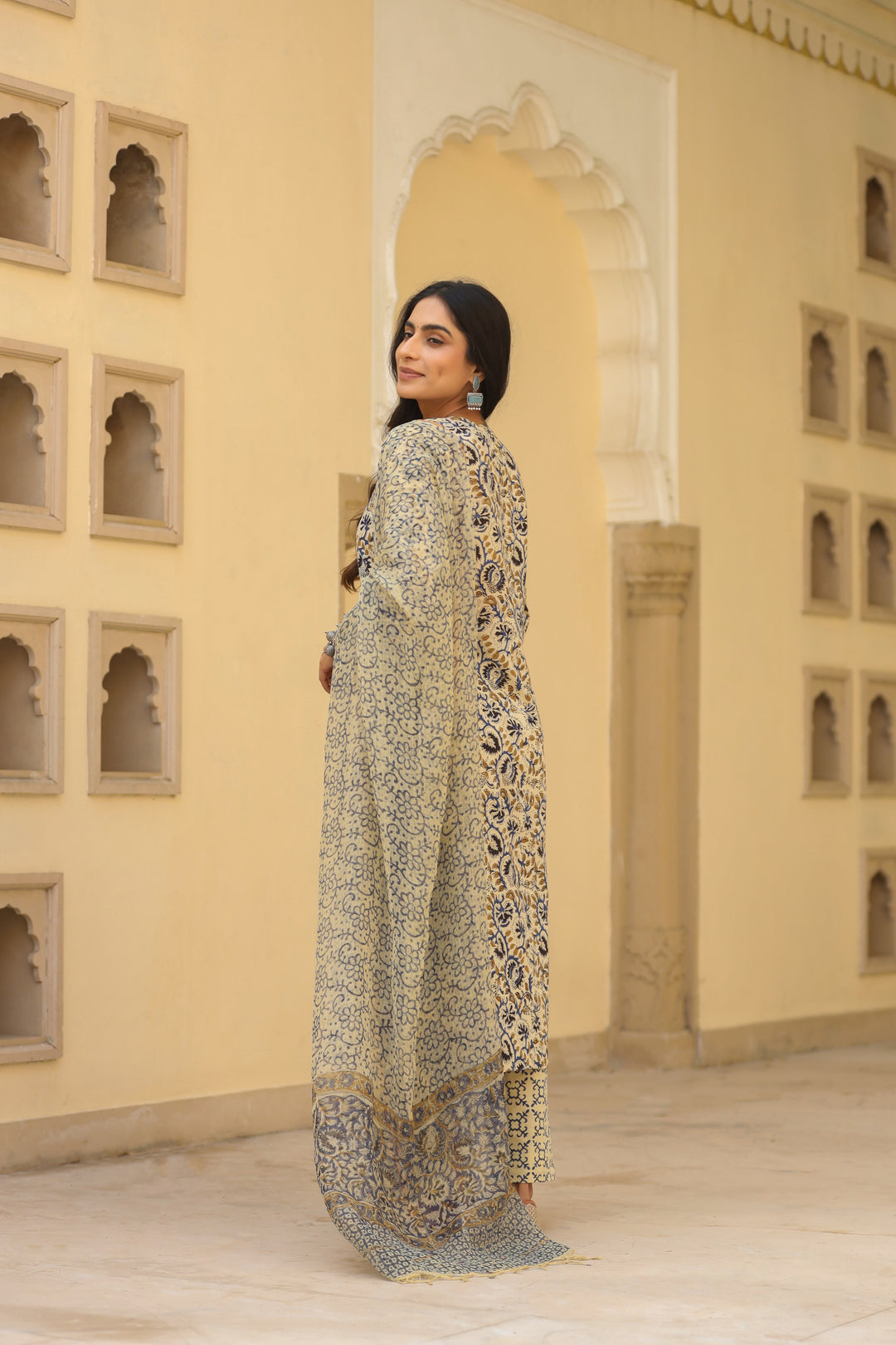 Surma Blue Cotton Suit Set