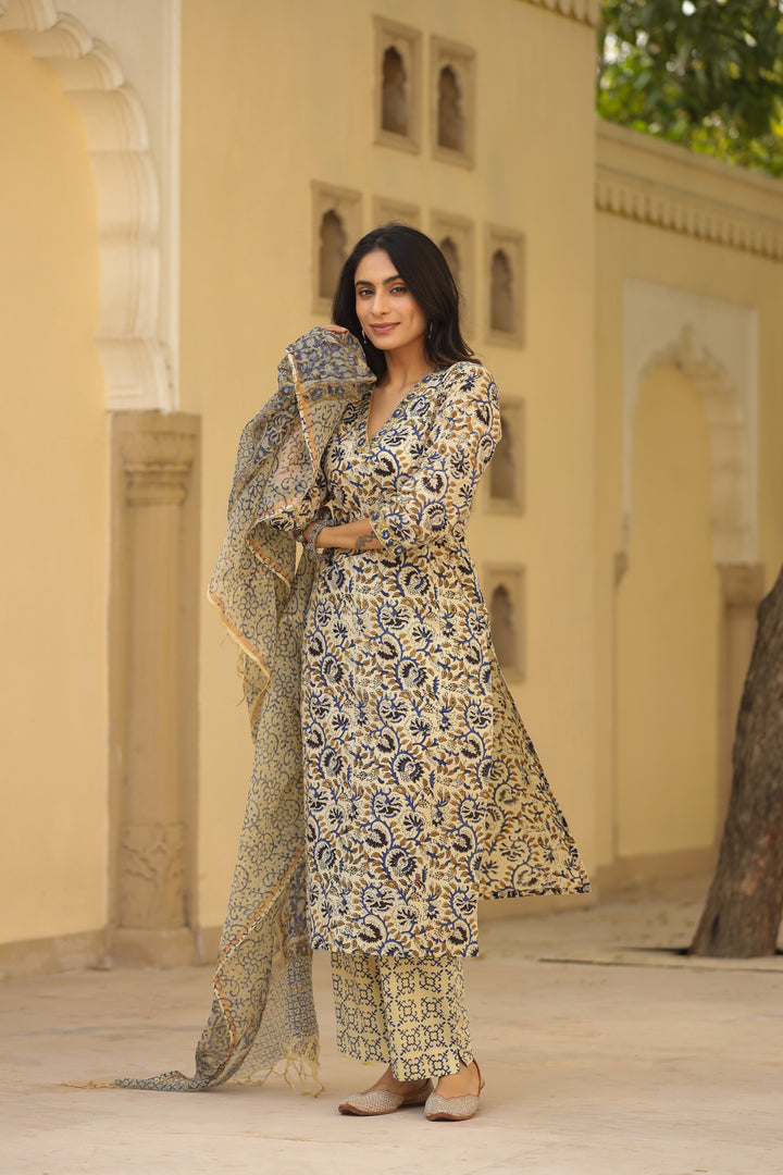 Surma Blue Cotton Suit Set