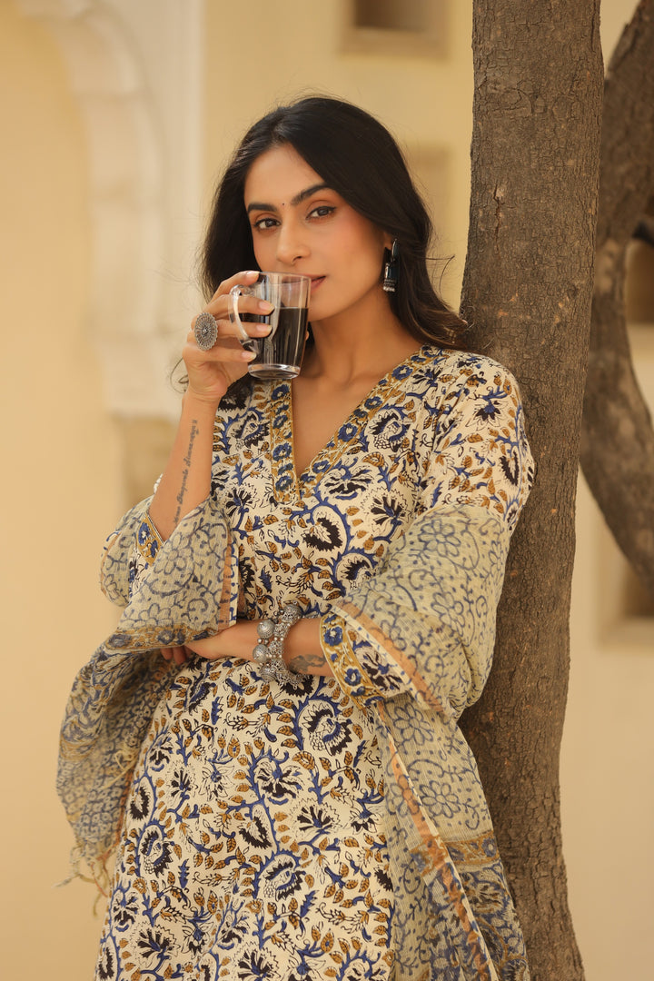 Surma Blue Cotton Suit Set