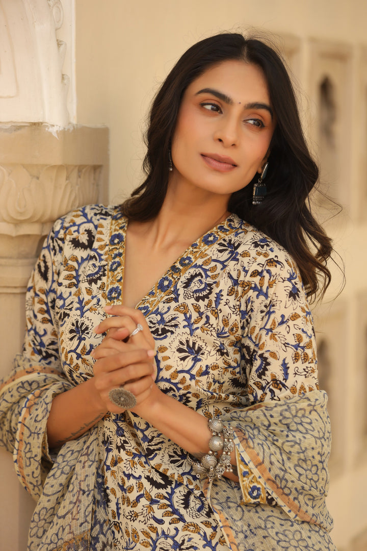 Surma Blue Cotton Suit Set