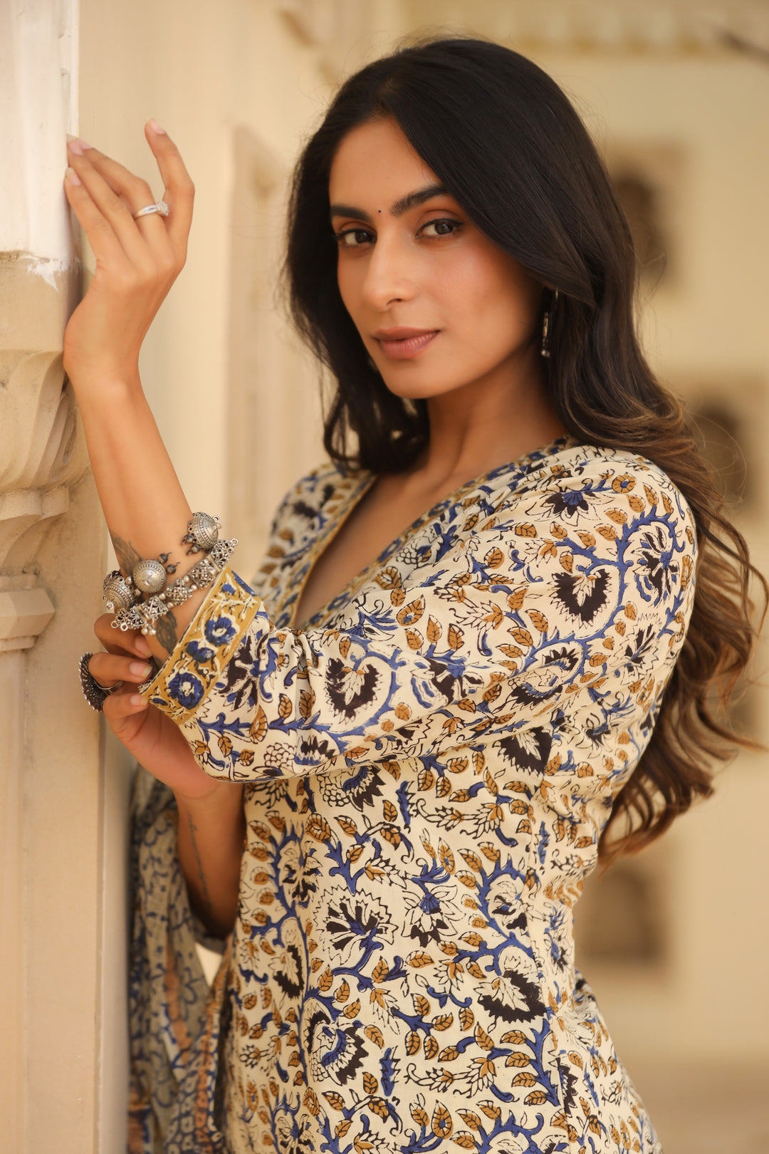 Surma Blue Cotton Suit Set