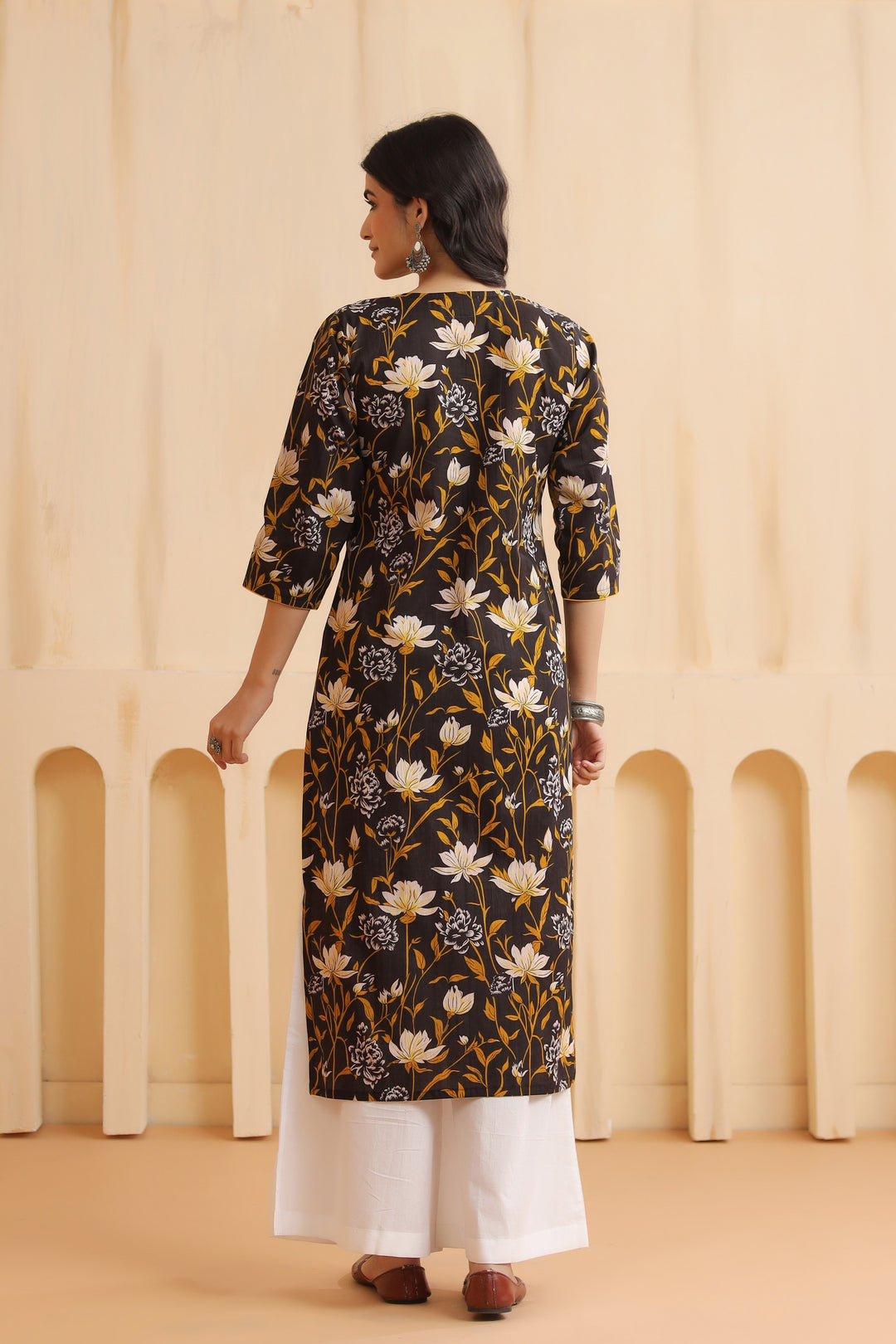 Rihana Black Cotton Kurta