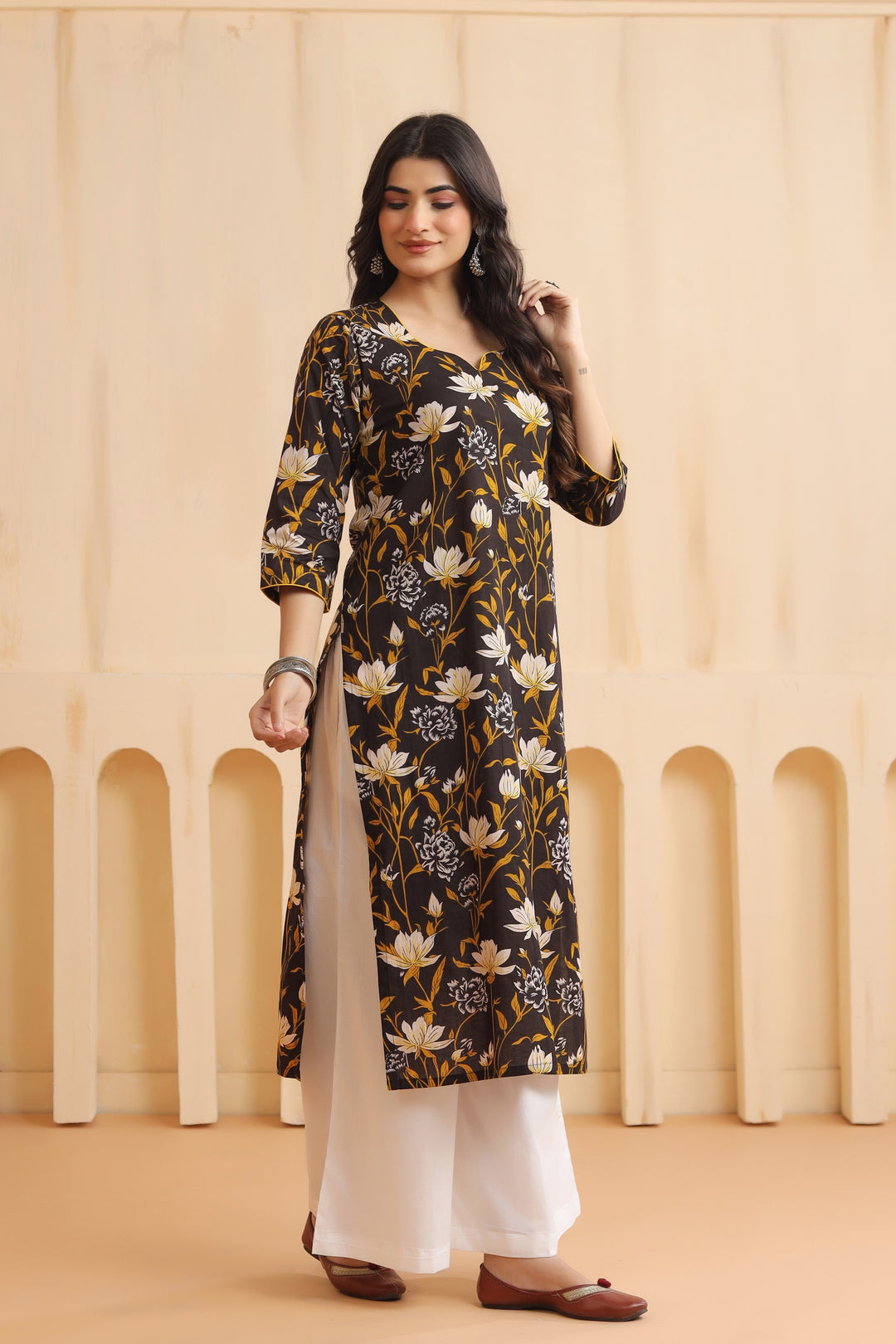 Rihana Black Cotton Kurta