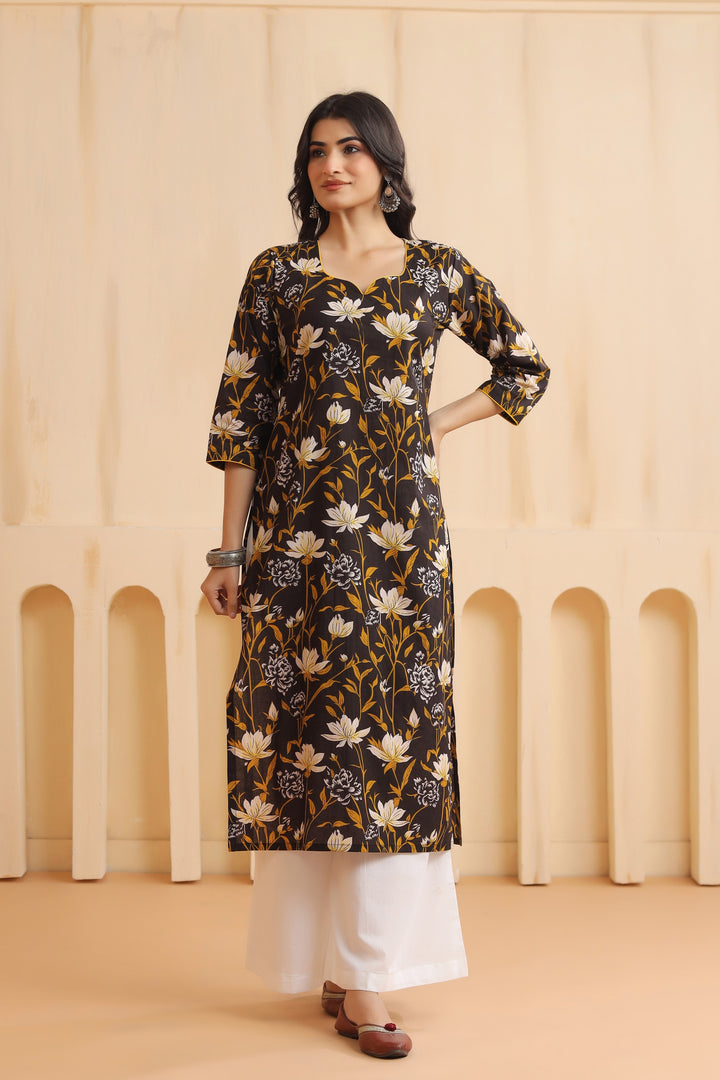 Rihana Black Cotton Kurta