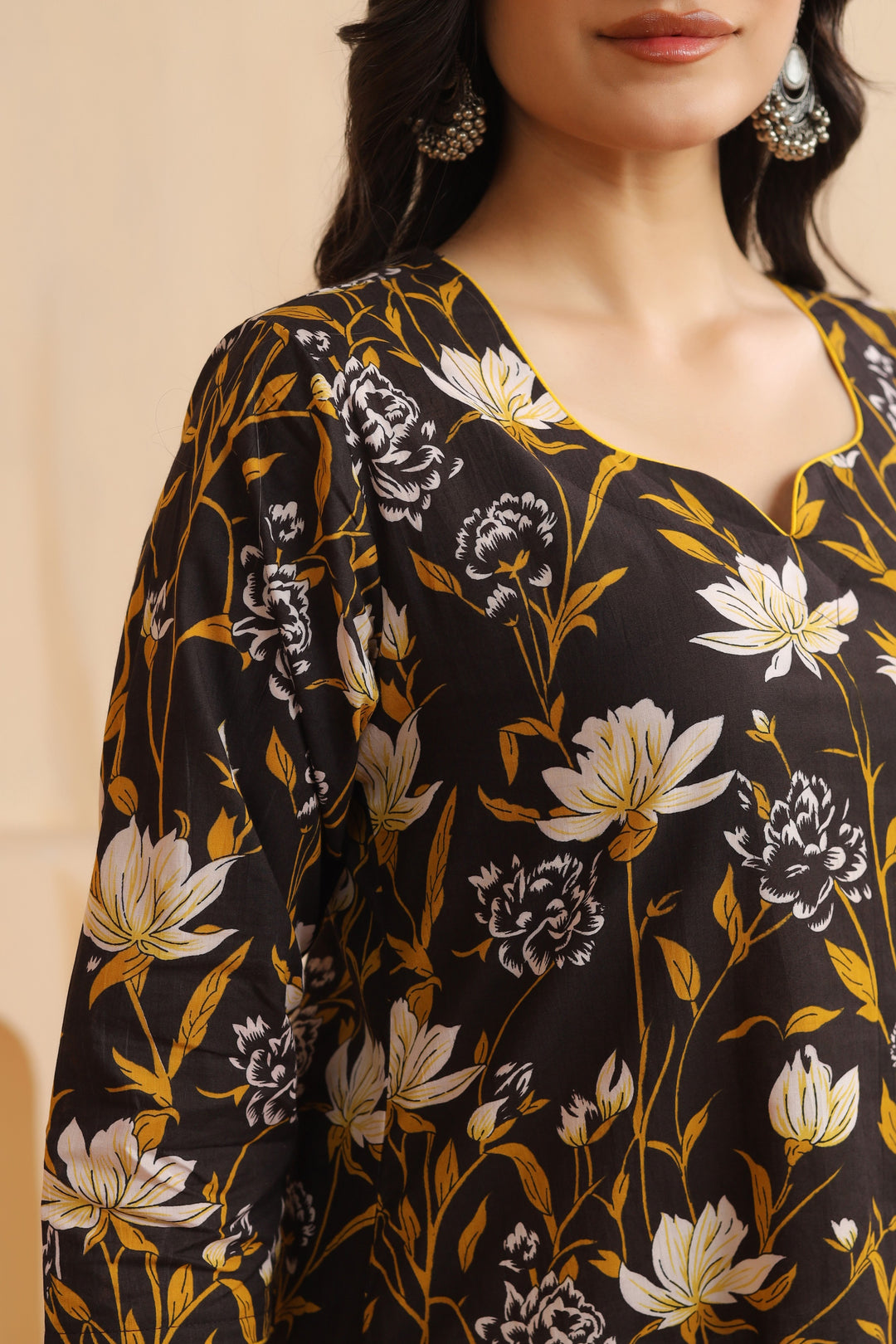 Rihana Black Cotton Kurta