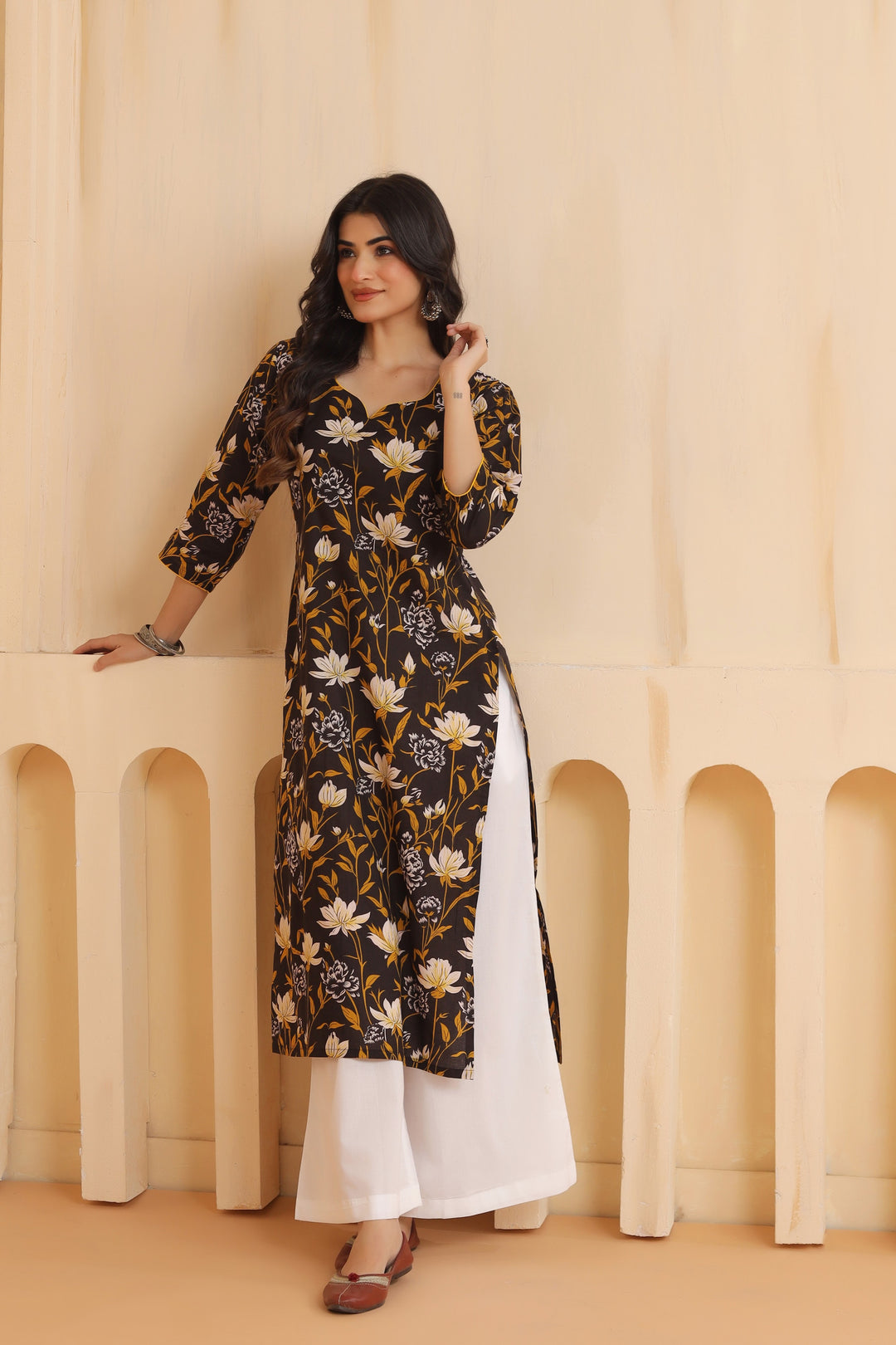 Rihana Black Cotton Kurta