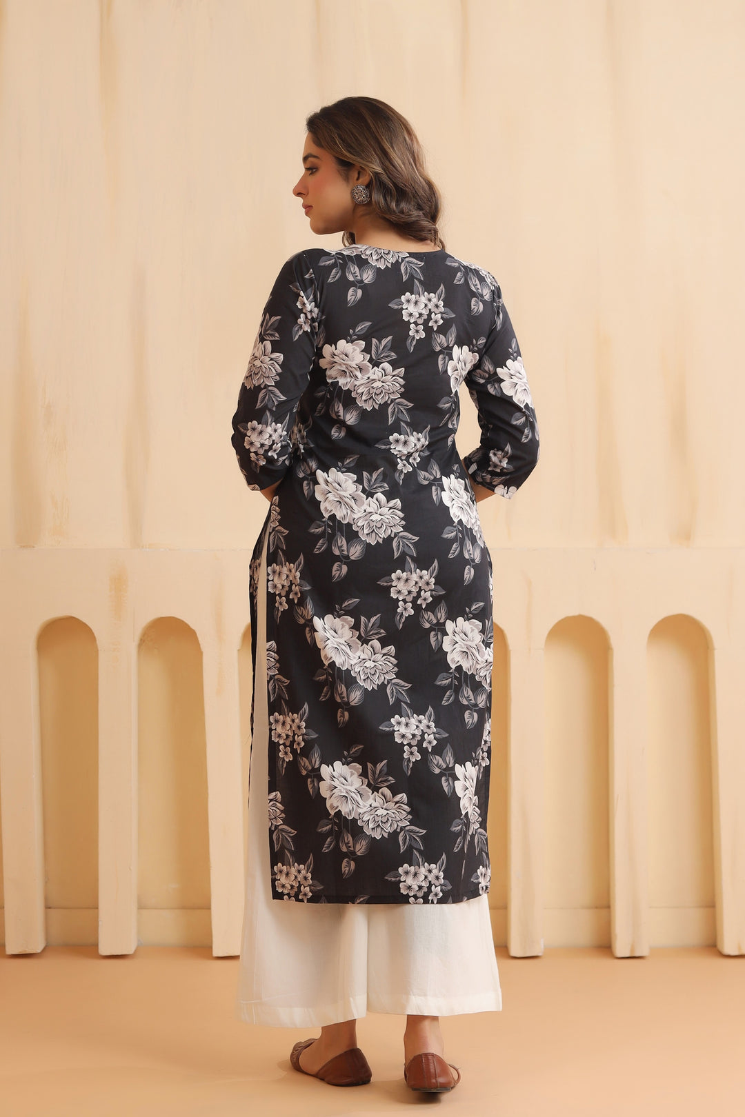 Taashi Black Cotton Kurta