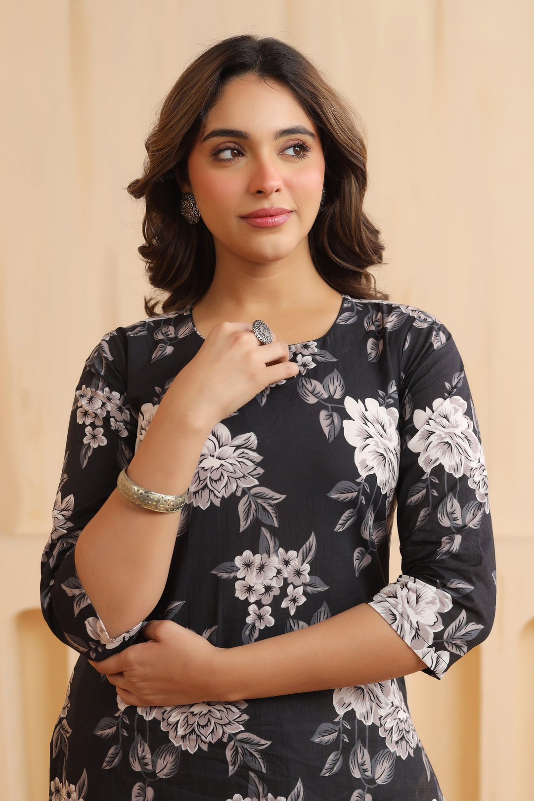 Taashi Black Cotton Kurta