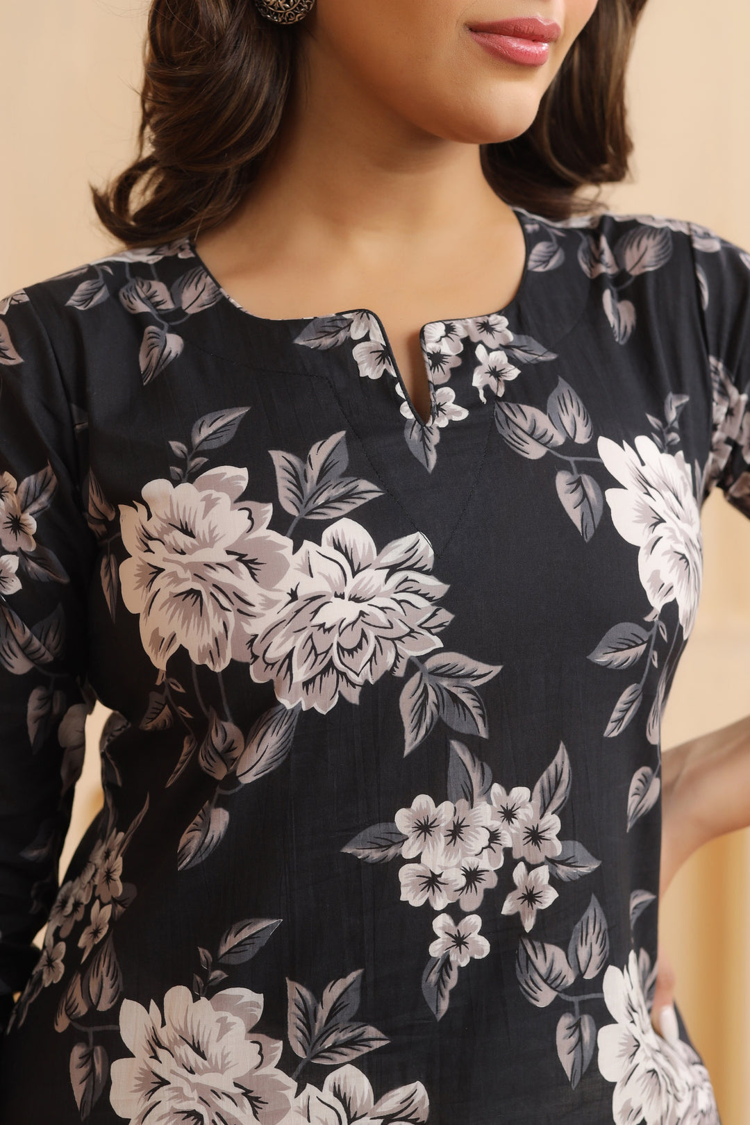Taashi Black Cotton Kurta