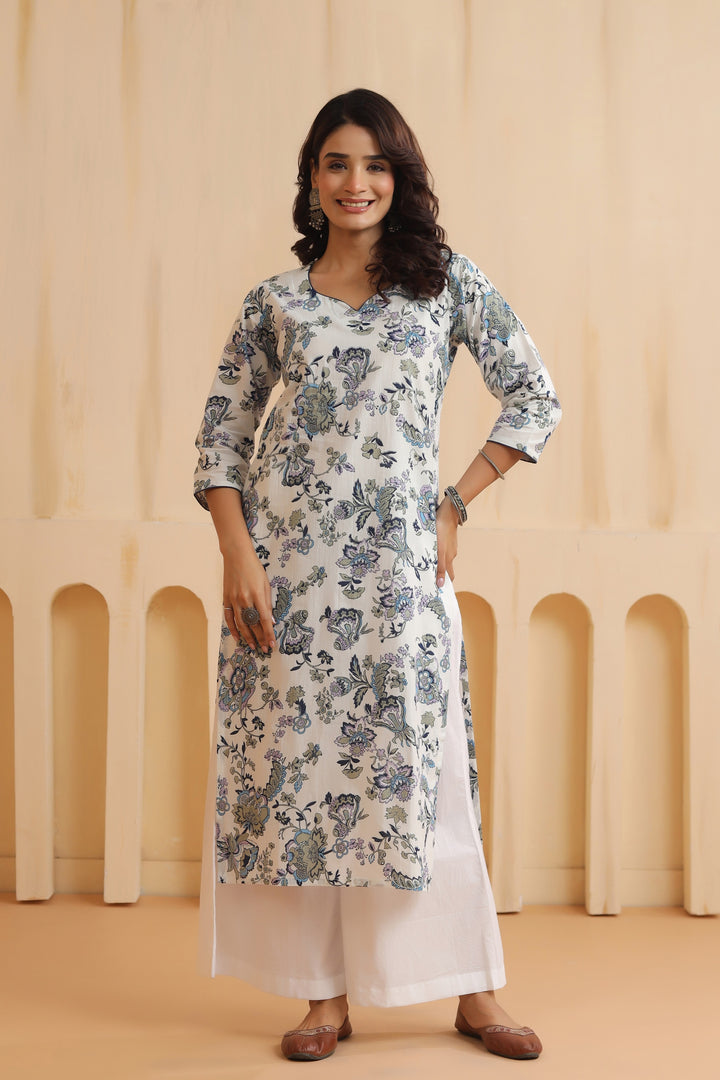 Iraa White Cotton Kurta
