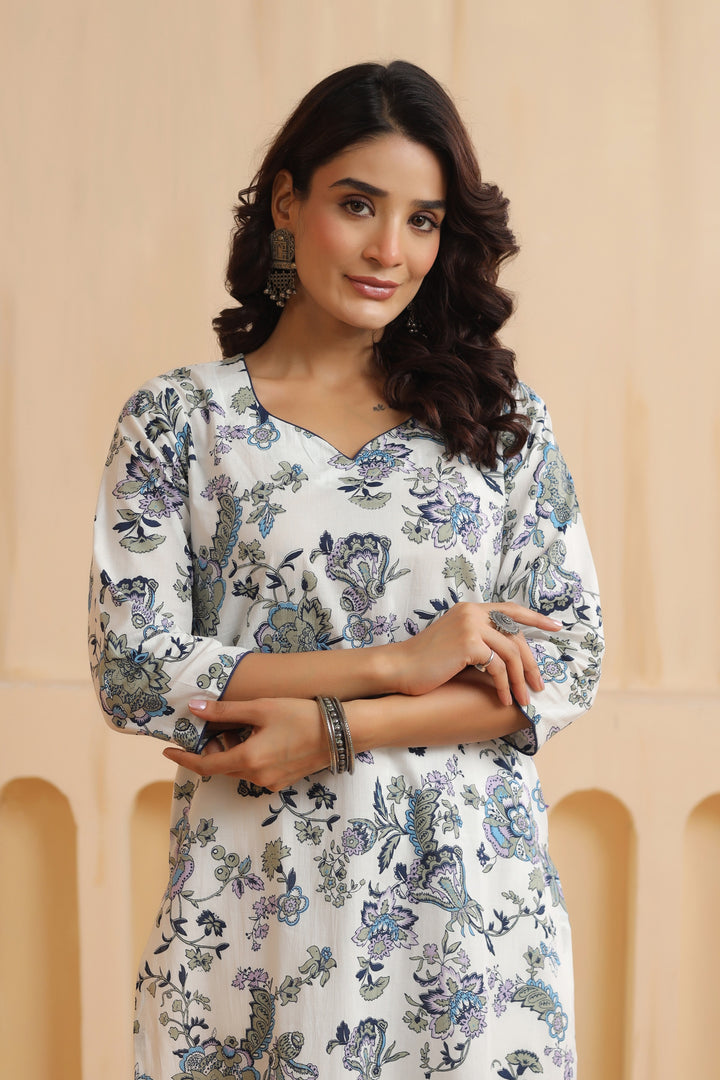 Iraa White Cotton Kurta
