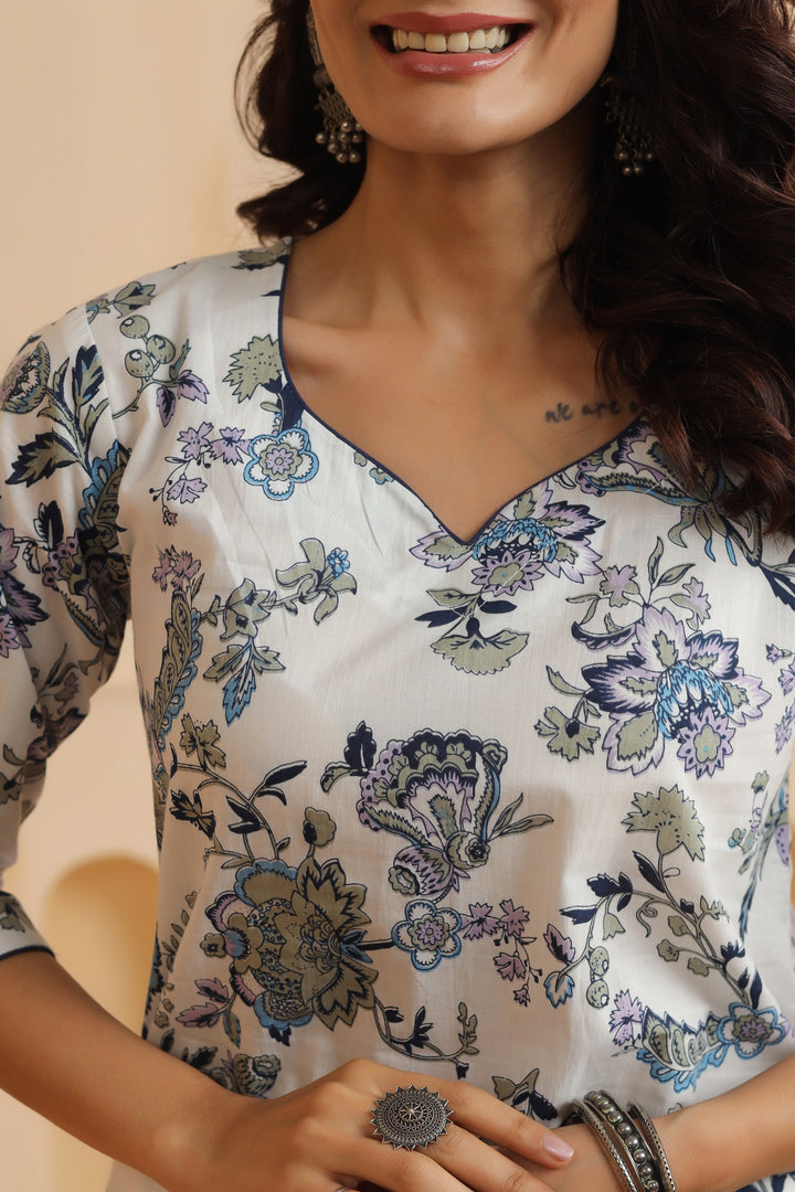 Iraa White Cotton Kurta