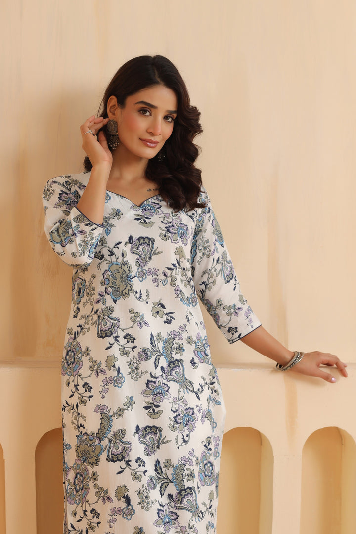Iraa White Cotton Kurta