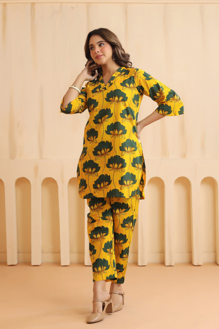 Yellow Green Cotton Co-ord Set