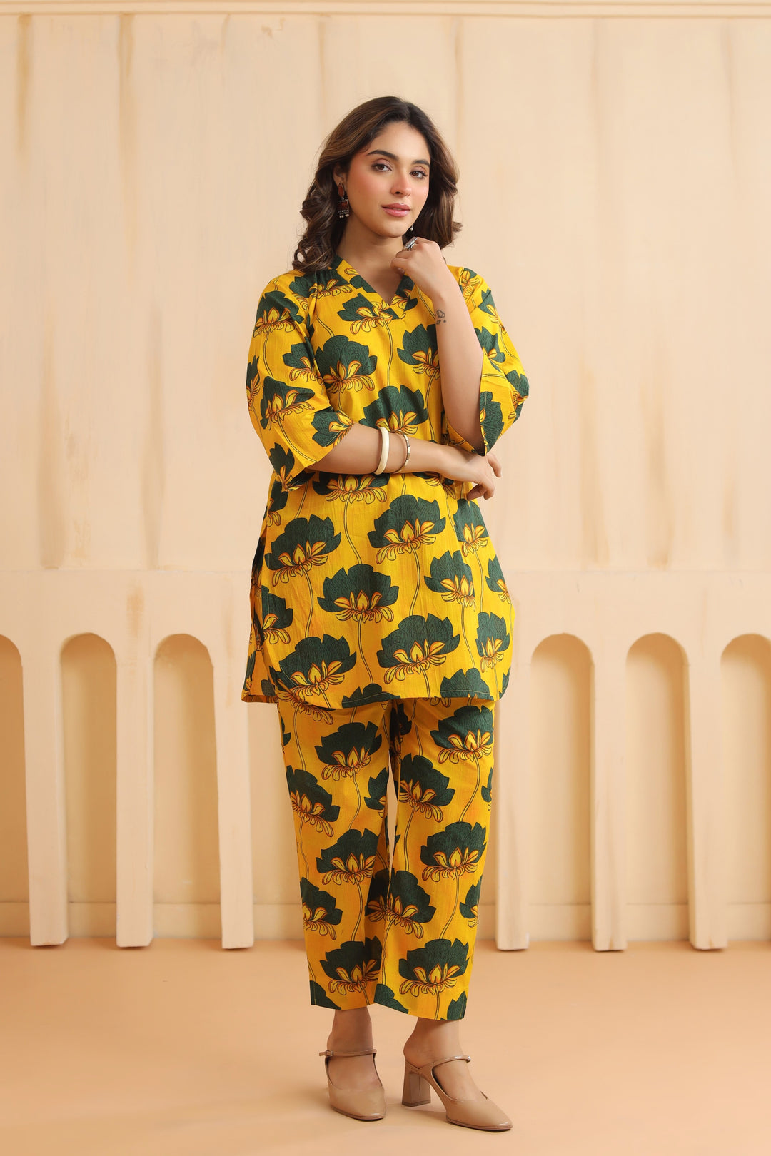 Yellow Green Cotton Co-ord Set