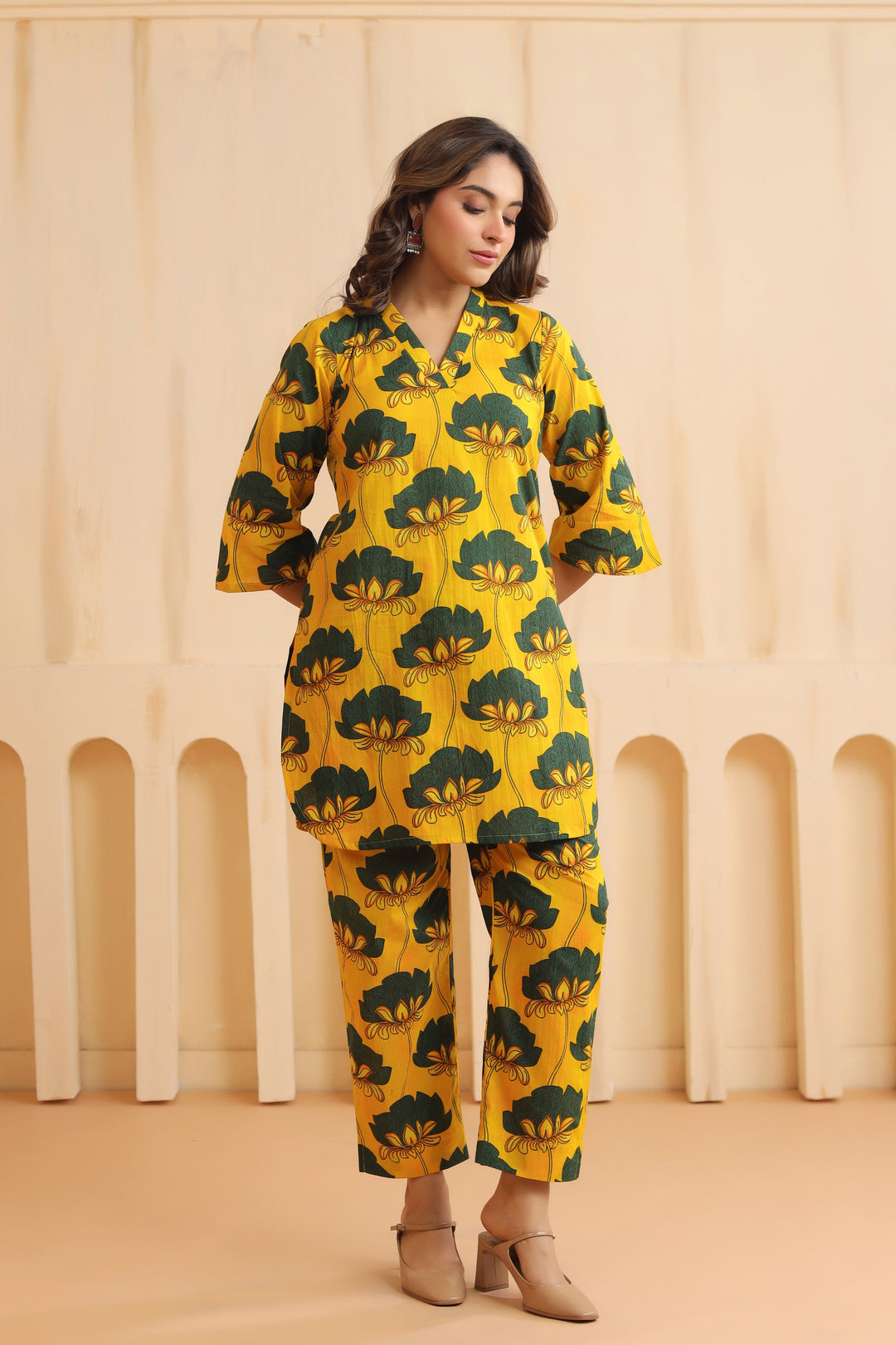 Yellow Green Cotton Co-ord Set