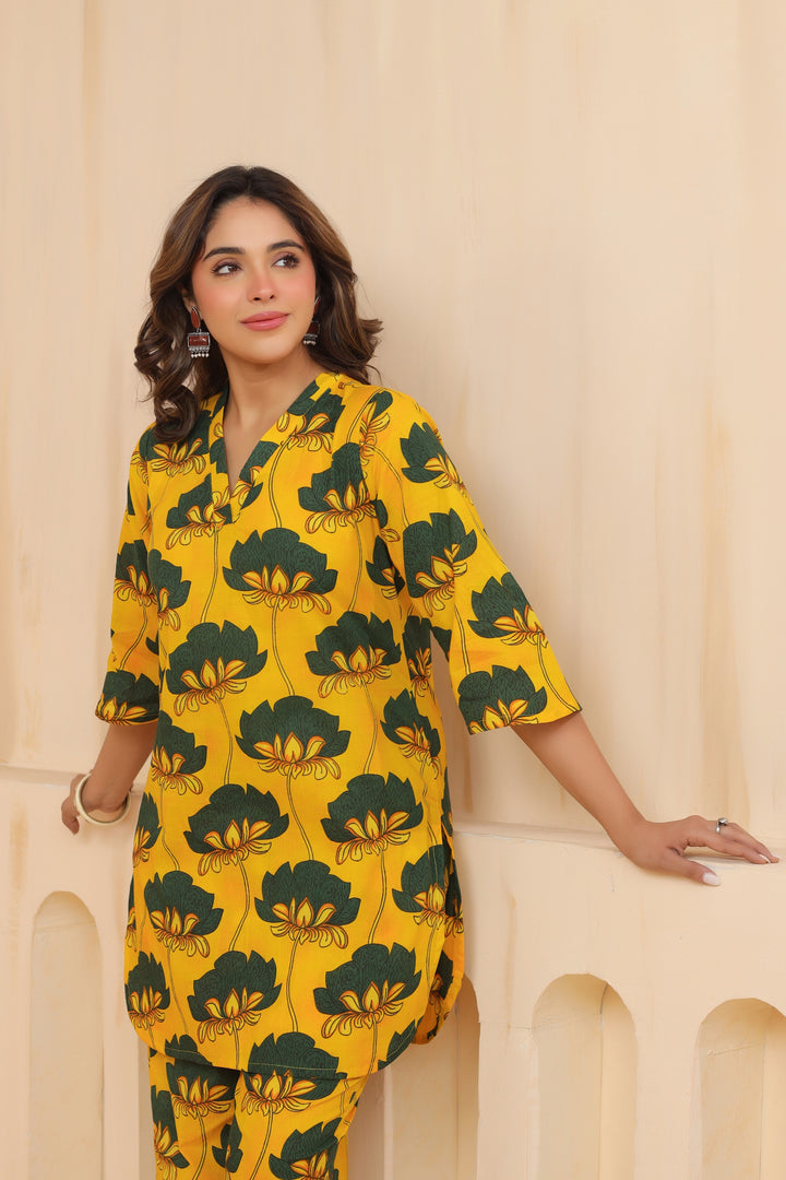 Yellow Green Cotton Co-ord Set