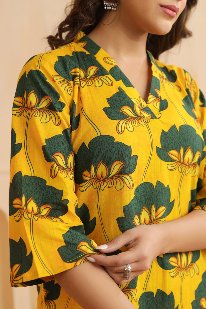 Yellow Green Cotton Co-ord Set