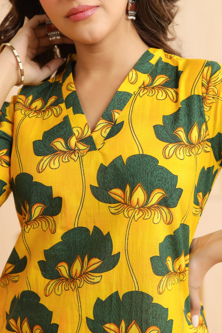 Yellow Green Cotton Co-ord Set