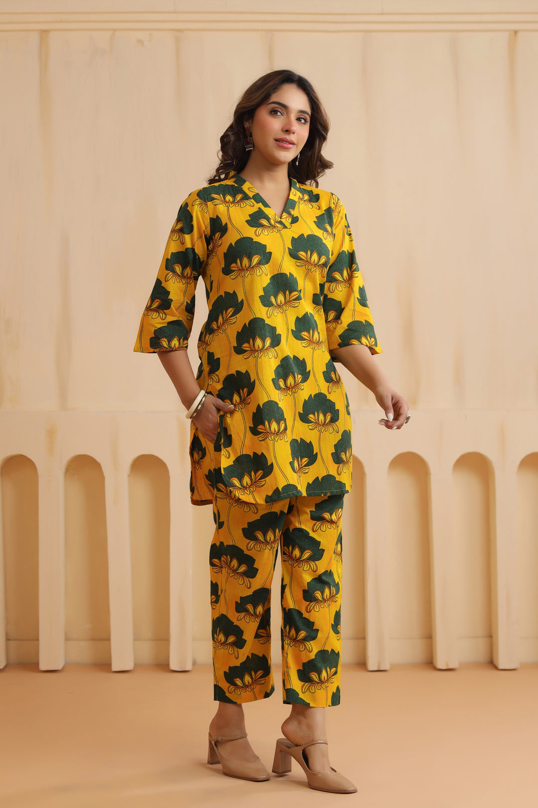 Yellow Green Cotton Co-ord Set