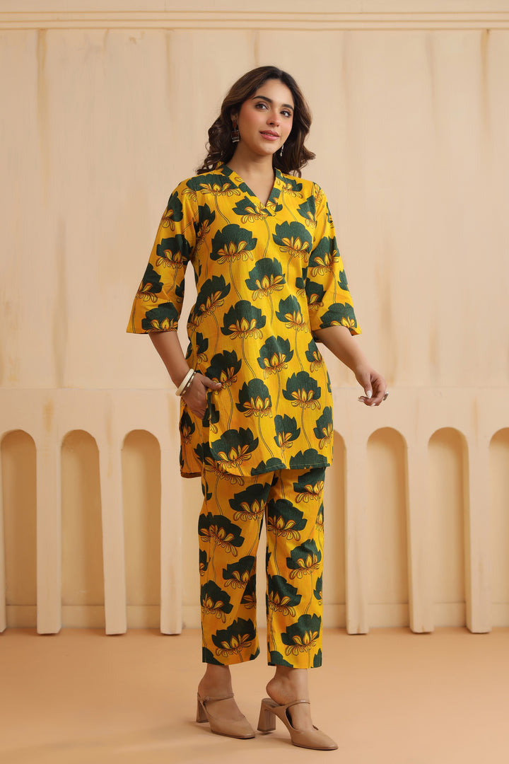 Yellow Green Cotton Co-ord Set