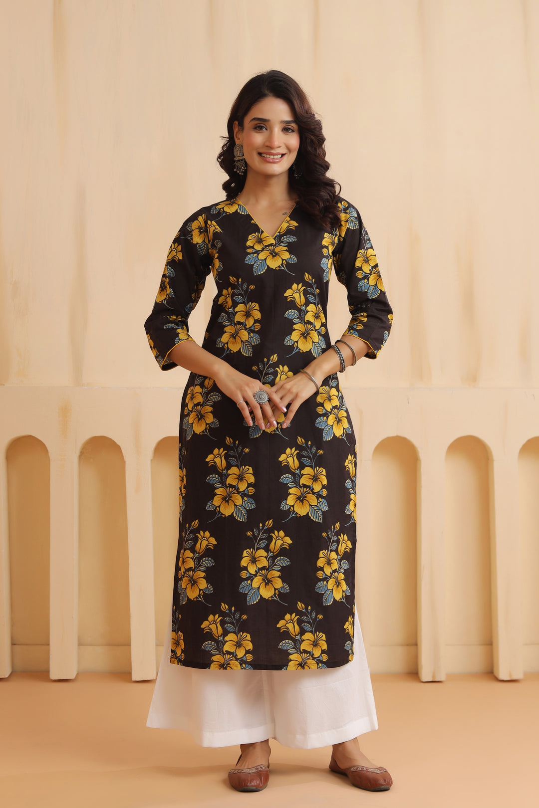 Alaani Black Cotton Kurta