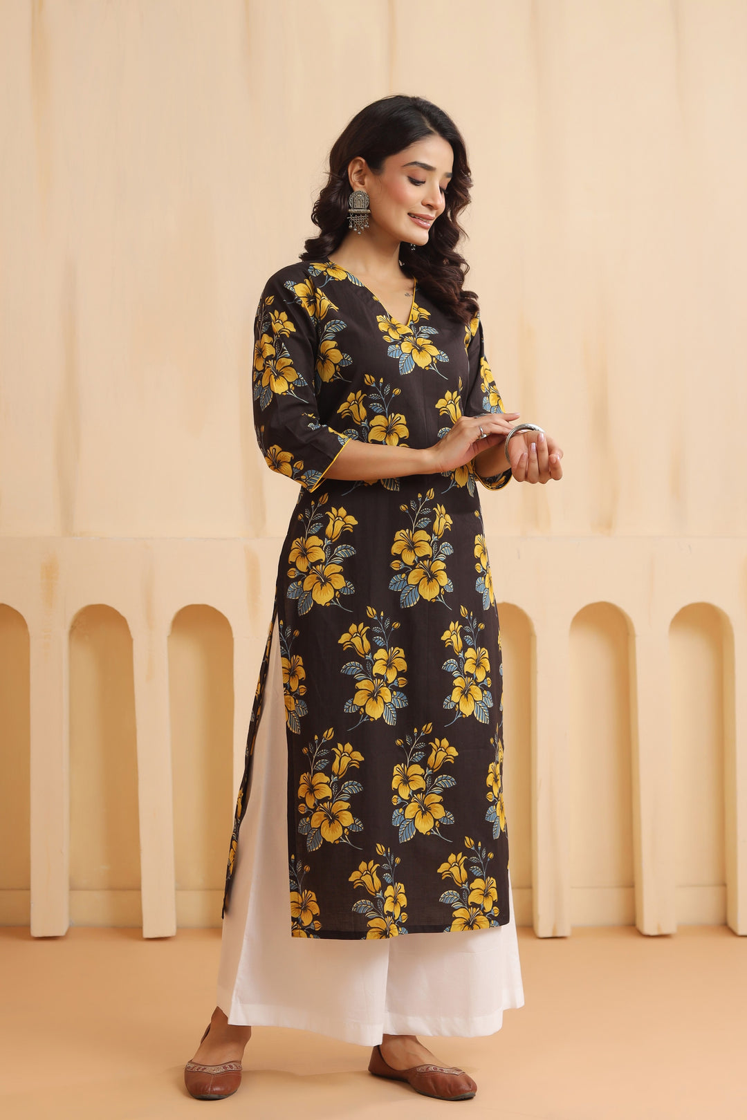 Alaani Black Cotton Kurta