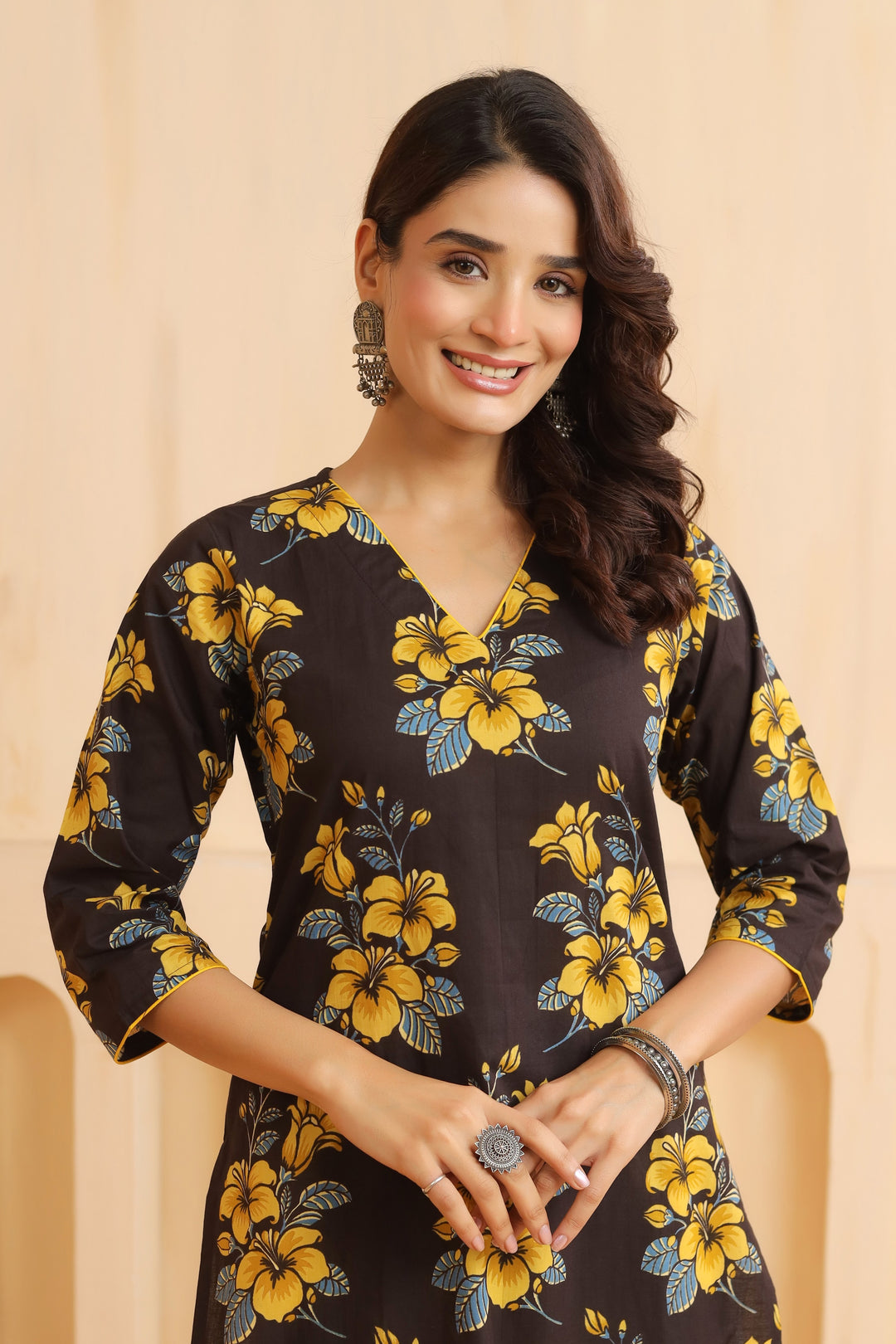 Alaani Black Cotton Kurta