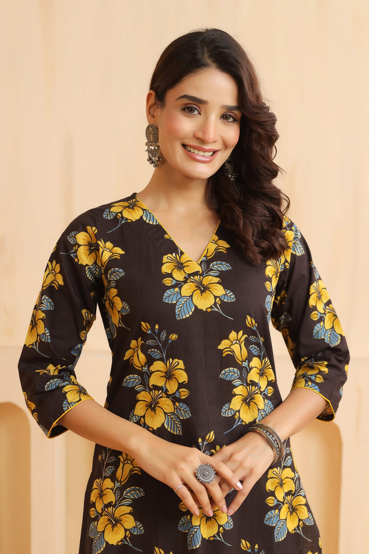Alaani Black Cotton Kurta
