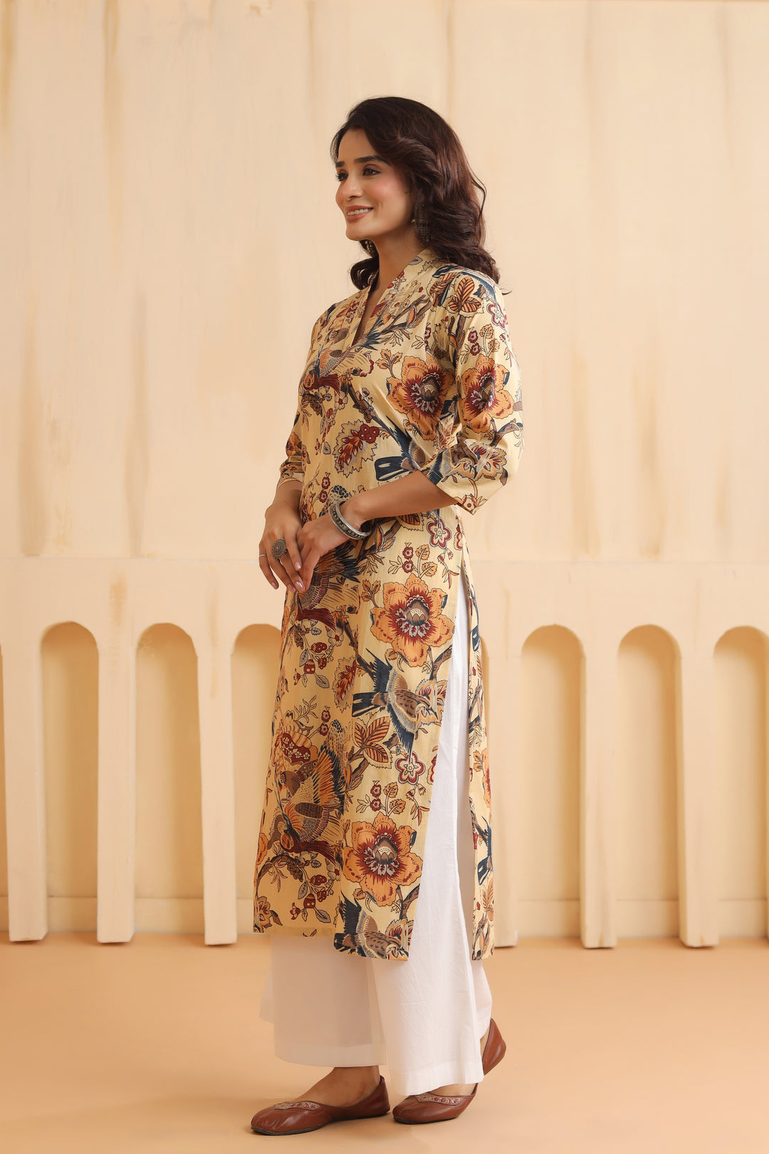 Abha Beige Cotton Kurta