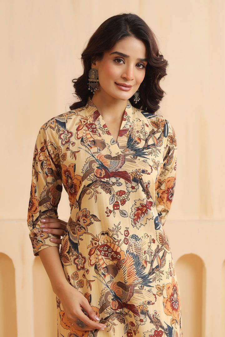 Abha Beige Cotton Kurta
